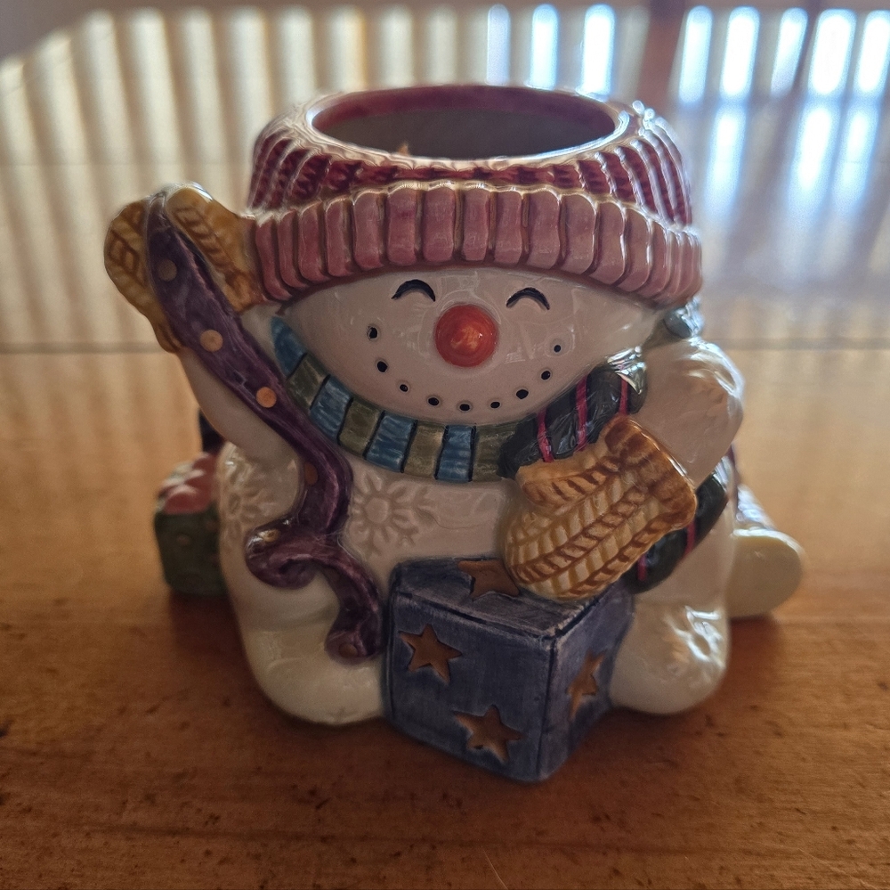Vintage 1990's Fitz And Floyd Hand Crafted Snowman Candle